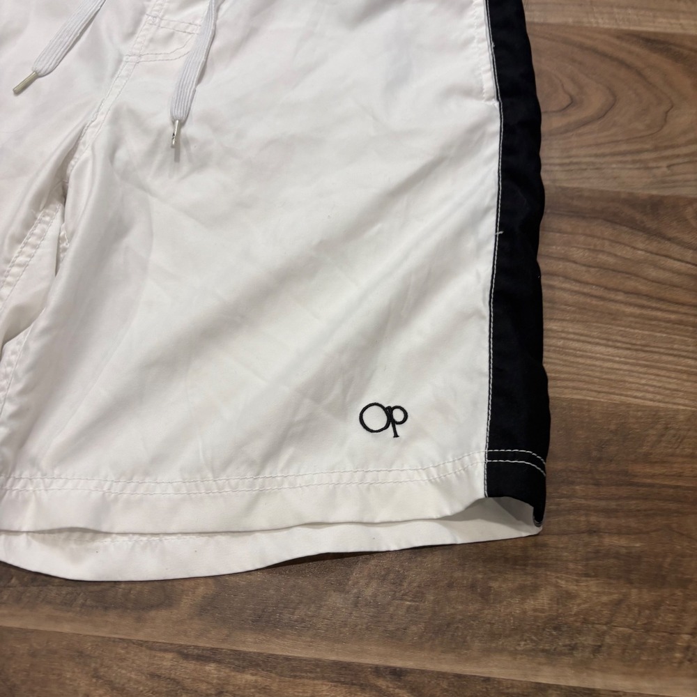 Vintage Y2K OP Swim Shorts Mens M White Colorblock Board Trunks Ocean Pacific - Picture 2 of 7
